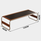 Small Round Table Mid-Century Modern Wood & Metal Coffee Table Black Top Open Frame Living Room Side Table