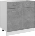 Concrete Grey Engineered Wood Cabinet with Drawers, Spacious Storage for Kitchen, Pantry, Dining Room, Modern Home Furniture