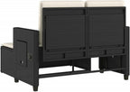 Garden Bench Black and Cream White,Reclining Garden Bench with Adjustable Armrests for Outdoor Comfort Patio Furniture