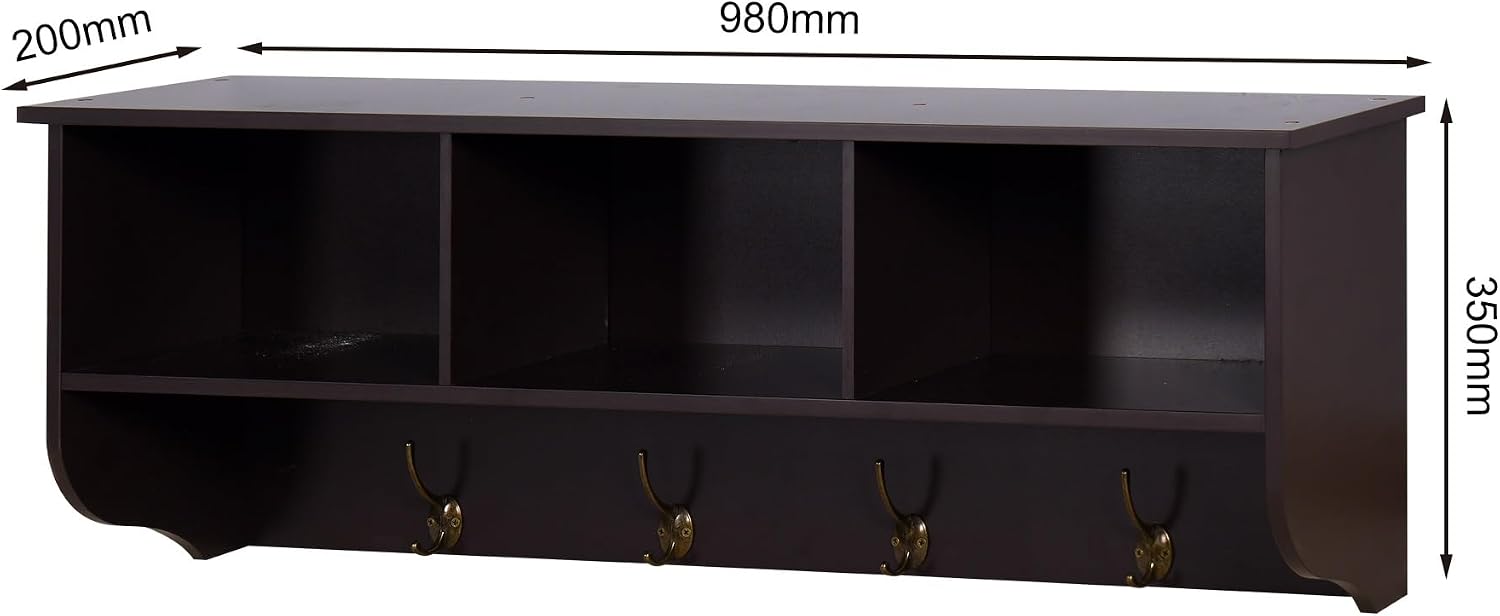 Modern Entryway Wall Mounted Coat Rack, with 4 Dual Hooks Living Room Storage Shelf,for Kitchen Home