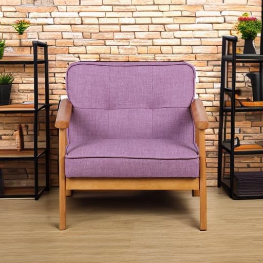 BabyLand Toddler Chair,Single Kid Sofa Chair with Solid Wood Structure and Linen Fabric for Kid Gift (Light Purple)