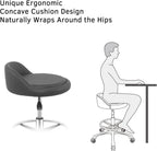 Rolling Stool Adjustable Drafting Chair, Heavy Duty Metal Base with Back Support Foot Rest, for Office Home Shop Kitchen Beauty(Large)