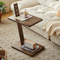 Solid Wood 2-Tier Side Table with Adjustable Height, Mobile End Table & Storage Shelves, Versatile Coffee Cart for Living Room & Bedroom Use