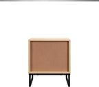 Birch Coastal Modern Side Table with Drawer Natural Wood Top with Black Metal Legs