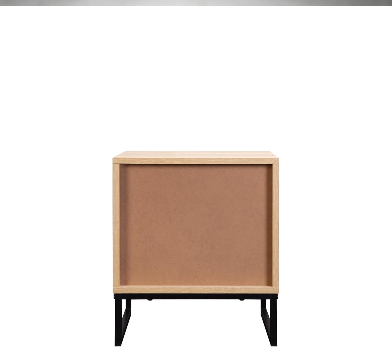 Birch Coastal Modern Side Table with Drawer Natural Wood Top with Black Metal Legs