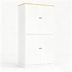 Wood Tall Storage Cabinet, 71.3" Freestanding Kitchen Pantry Cabinet with 4 Doors, 2 Inner Drawers, Adjustable Shelves for Kitchen, Dining Room, Bathroom, White