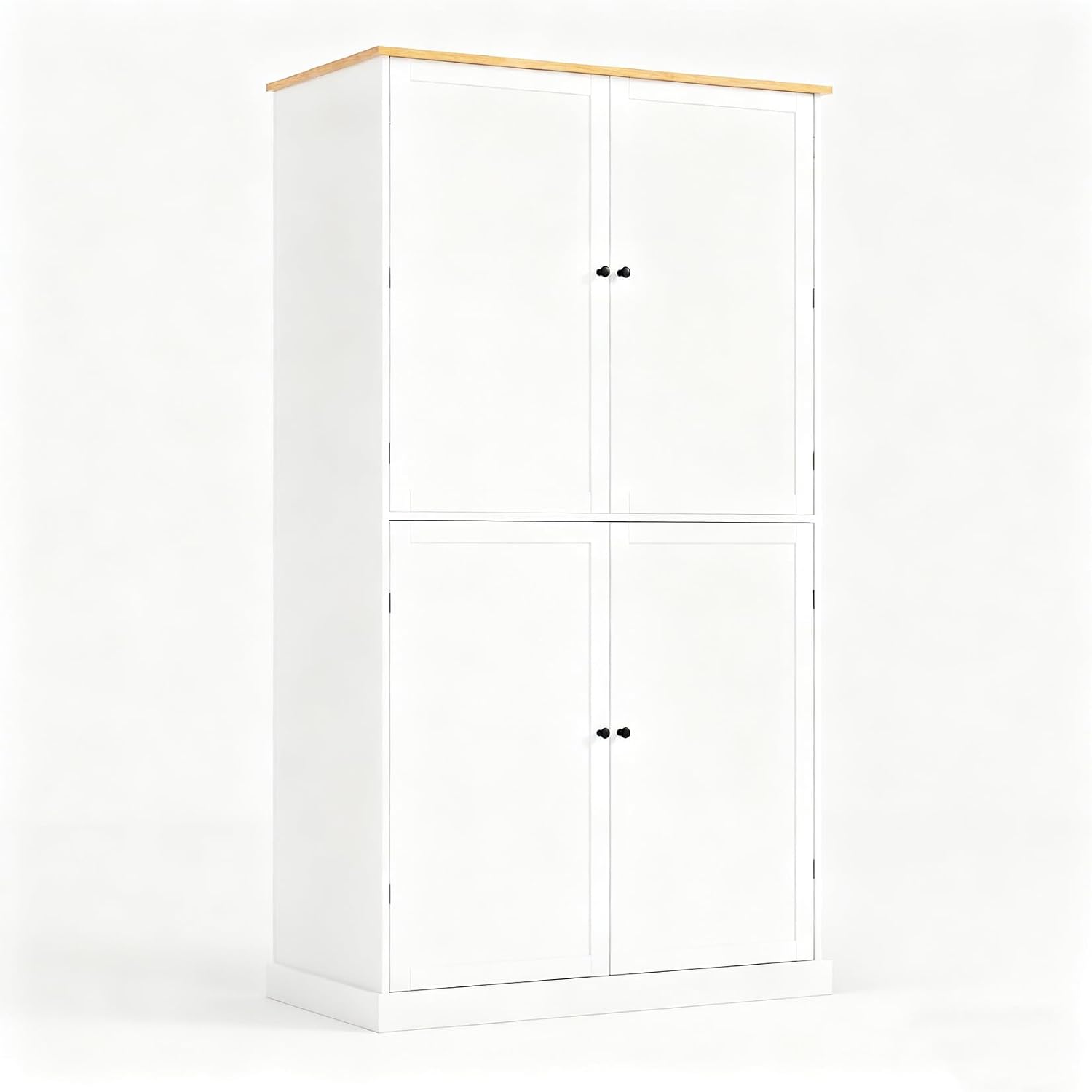 Wood Tall Storage Cabinet, 71.3" Freestanding Kitchen Pantry Cabinet with 4 Doors, 2 Inner Drawers, Adjustable Shelves for Kitchen, Dining Room, Bathroom, White
