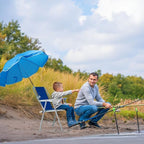 Kids Outdoor Folding Beach Chair Set with Parasol, Blue, Suitable for Camping, Lawn, Concert