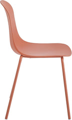 Dining Chairs Set of 4, Plastic Stackable Kitchen Chairs, Modern Indoor/Outdoor Chair with Metal Legs for Dining Room, Kitechen, Cafes, Restaurants (Terracotta)