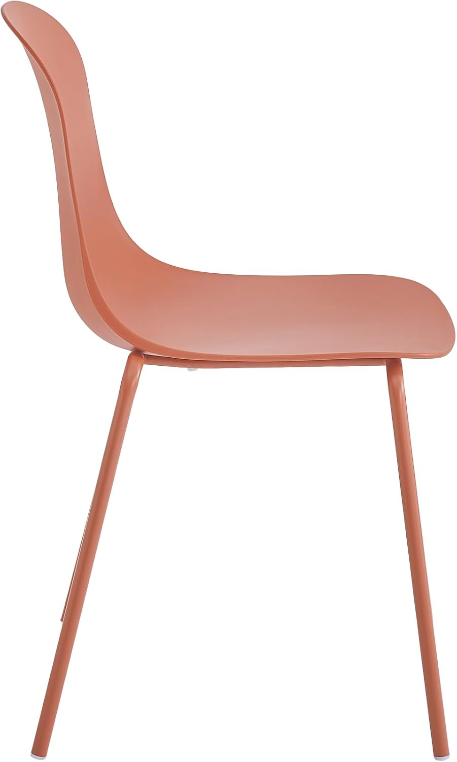 Dining Chairs Set of 4, Plastic Stackable Kitchen Chairs, Modern Indoor/Outdoor Chair with Metal Legs for Dining Room, Kitechen, Cafes, Restaurants (Terracotta)