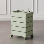 ABS Side Table with Wheels, 360° Movable Storage Cart, Multi-Layer Night Stand with Rotating Drawers, Modern Small Cabinet for Living Room, Bedroom and Dormitory(Green)