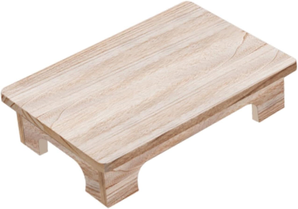 Low Wooden Tea Table, Elegant, Stable, Minimalist Stool, Lightweight Floor Table, Compact for The Windowsill in The Room, Wood Color, 50x28x10cm
