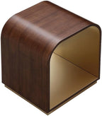 Michael Amini Houston Brown Walnut End Table Solid and Manufactured Wood Birch Wood Species Single Piece Sturdy Contemporary Accent Furniture for Living Room