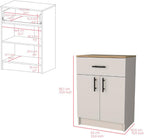 23.6" D*15.9" W*33.5" H Freestanding Kitchen Pantry with Dawer & Shelf, Double Door, Rectangular Storage Cabinet, Modern Minimalist, for Living Room, Dining Room, White