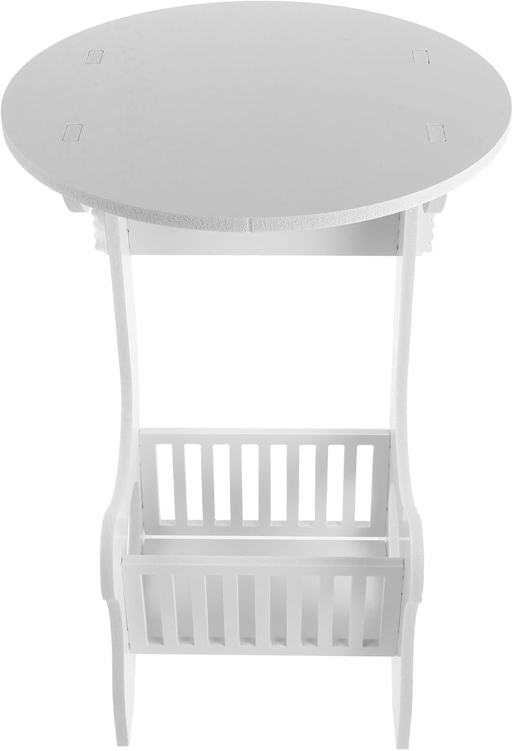 Small Round End Table White Nightstand Sofa Side Table Compact Wooden Plastic for Living Room Bedroom Balcony Storage and Magazine Holder