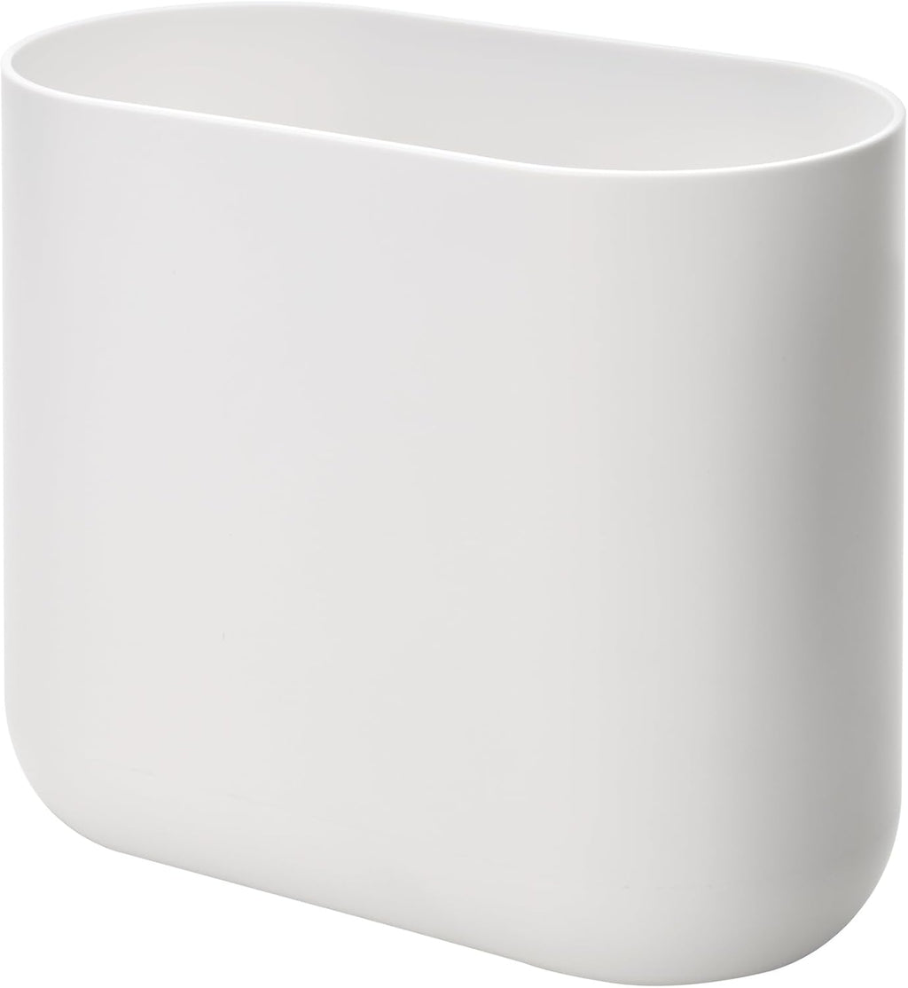 iDesign Small Slim Plastic Bathroom Trash Can, Garbage Can for Bedroom, Office, Desk, Dorm, White