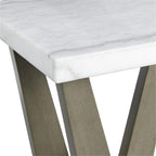 Pemberly Row Square Marble End Table, 22 x 22 x 25 in, Natural White Marble Top, Dark Gray Wood Base, Contemporary Design, Stylish Support Legs for Living Room or Bedroom Decor