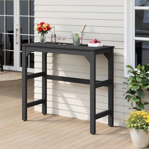 Outdoor Bar Table, 42" Weatherproof Patio Bar Height Counter Table, HIPS Material, Waterproof, for Outside, Garden, Backyard, Balcony, Poolside, Black