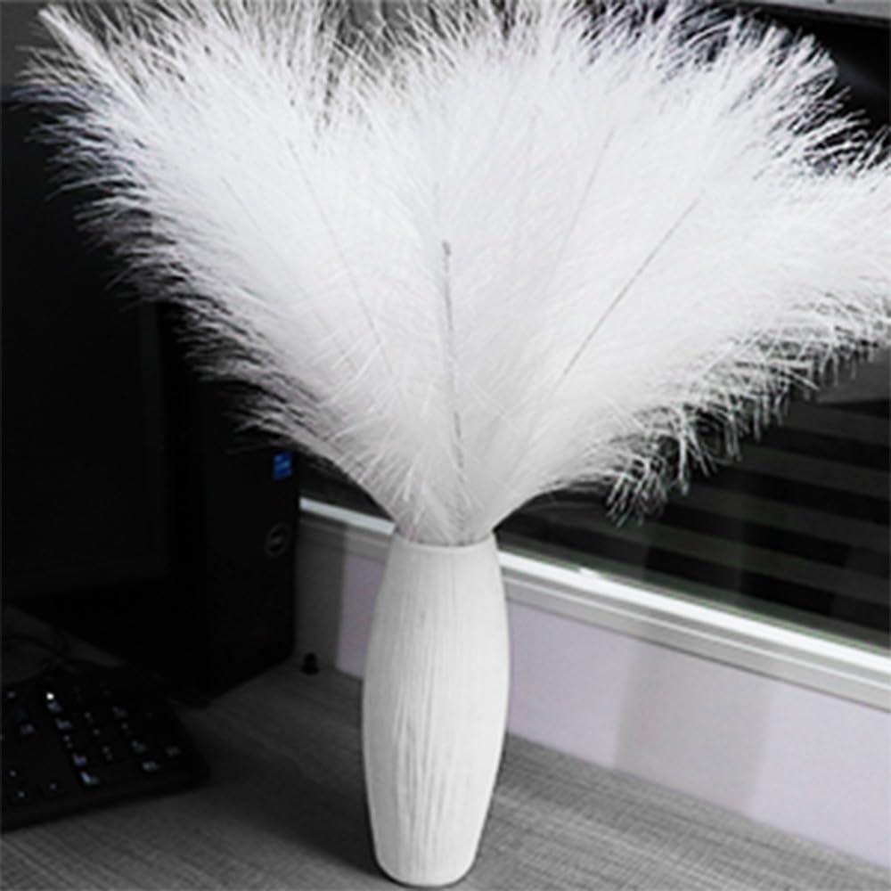MAKHOT White Pampas Grass Decor Fluffy, Faux Pampass White Small Fake Pampas 30"-5 Pcs Pampass Grass Floral WhiteFlowers Filler for Floor Vases, WhitePampas for Home Vase Decor