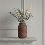 Terracotta Vase, Large Rustic Ceramic Vase, Farmhouse Decor for Living Room, Shelf, Mantle, Entryway, Room Decor, 9 Inch, Brown