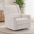 Tbfit 32" Nursery Rocking Chair, 360° Swivel Recliner Chair with Lumbar Support for Bedroom, Comfy Upholstered Armchair with Pillows & Footrest for Living Room & Baby Room