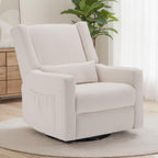Tbfit 32" Nursery Rocking Chair, 360° Swivel Recliner Chair with Lumbar Support for Bedroom, Comfy Upholstered Armchair with Pillows & Footrest for Living Room & Baby Room