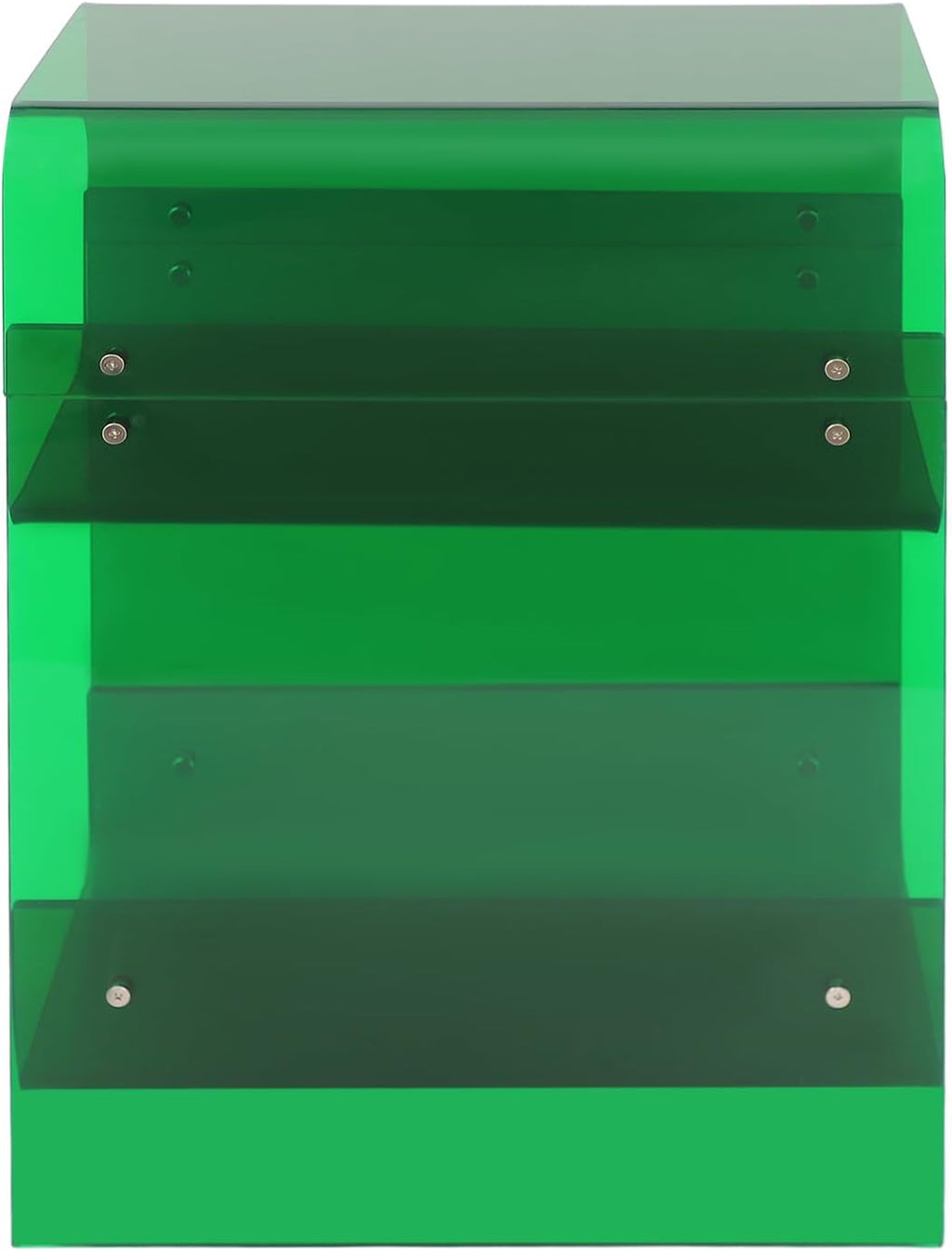 Clear Acrylic End Table, 2 Tier Narrow Acrylic Side Table Minimalist Nightstand Skinny Bedside Table for Bedroom Living Room Home Decor 8.7" W X 15.7" D X 21.6" H (Green)