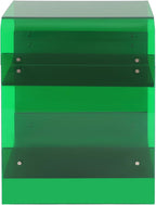 Clear Acrylic End Table, 2 Tier Narrow Acrylic Side Table Minimalist Nightstand Skinny Bedside Table for Bedroom Living Room Home Decor 8.7" W X 15.7" D X 21.6" H (Green)