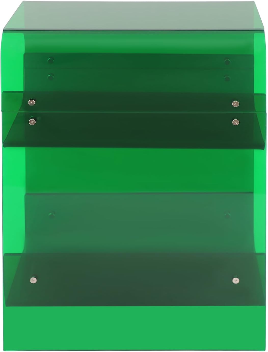 Clear Acrylic End Table, 2 Tier Narrow Acrylic Side Table Minimalist Nightstand Skinny Bedside Table for Bedroom Living Room Home Decor 8.7" W X 15.7" D X 21.6" H (Green)