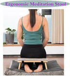 Meditation Bench Basic Kneeling Ergonomic Seat Meditation Stool,Folding Yoga Stool, Sturdy Prayer Bench,Comfortable for Kneeling or Sitting, Black