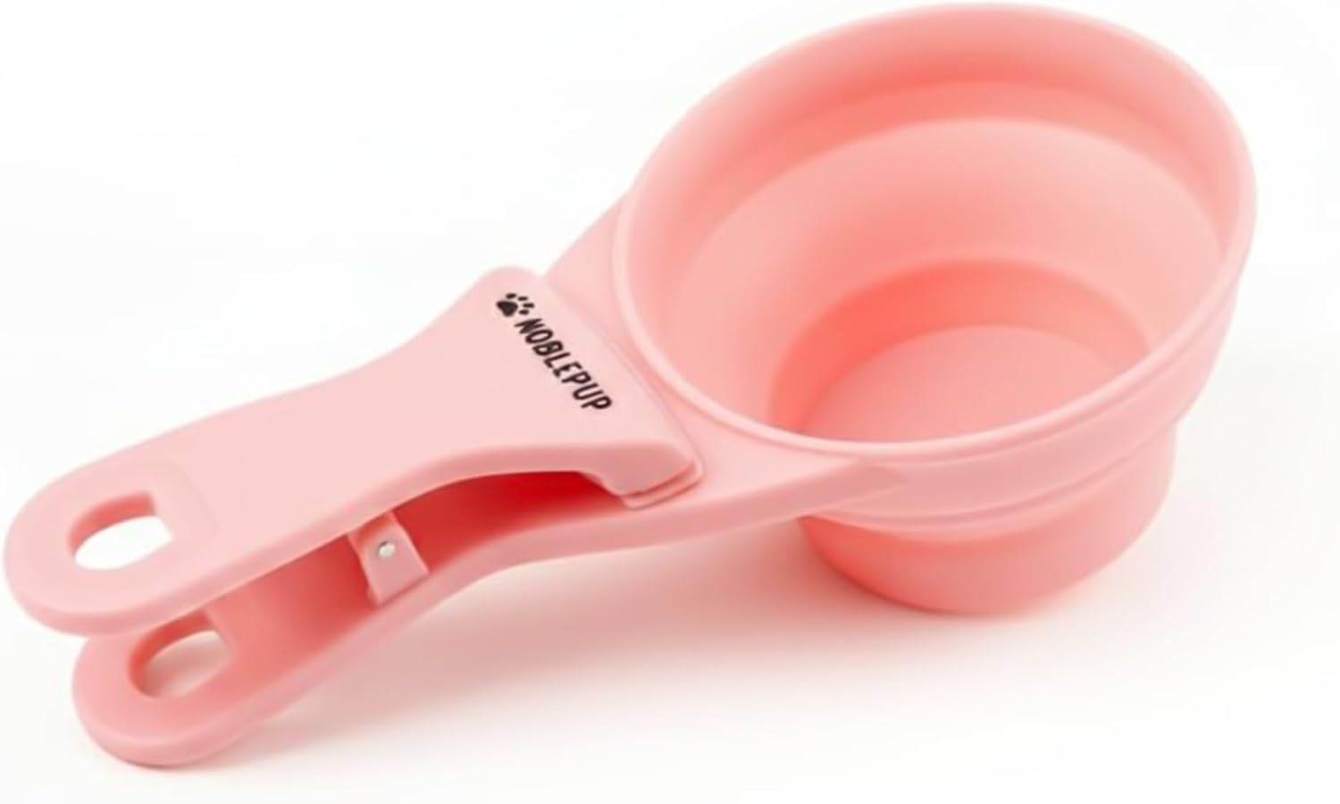 MeasureMate Pet Food Scoops with Bag Clip for Dog and Cat - 3-in-1 Multi-Function Collapsible Food Measuring Cup - 1/2 Cup Capacity, 4oz, Pink - Dishwasher Safe