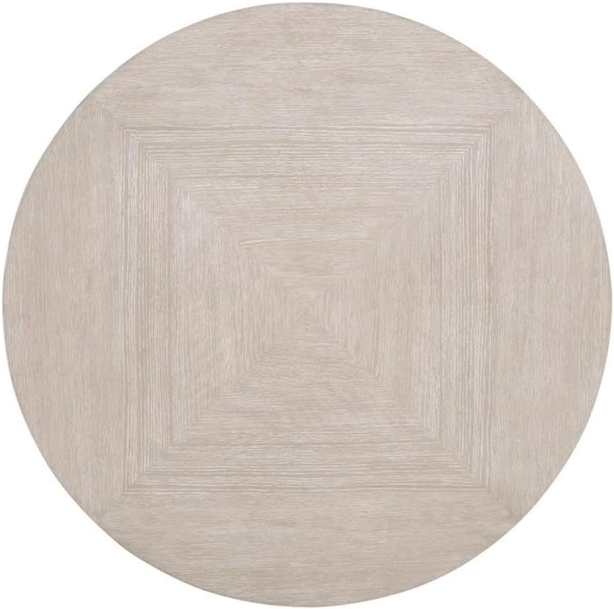 Pemberly Row Round Oak Veneer End Table, 22 in Diameter, Natural Gray Finish, Brushed Silver Metal Base, Diamond Pattern Top, Sleek Contemporary Design, Living Room Furniture