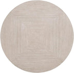 Pemberly Row Round Oak Veneer End Table, 22 in Diameter, Natural Gray Finish, Brushed Silver Metal Base, Diamond Pattern Top, Sleek Contemporary Design, Living Room Furniture