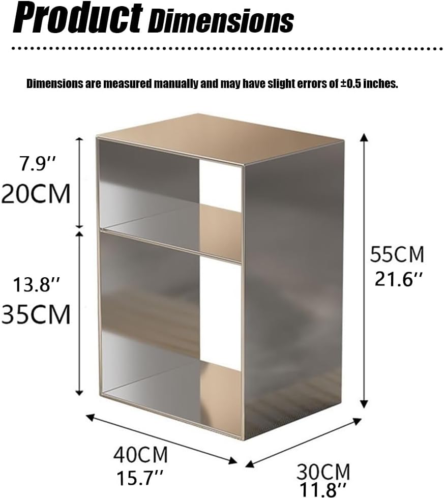 3-Layer Metal Storage Side Table, Square Sofa Side Tables, Simple End Table, Small Accent Tables for Living Room, Bedroom
