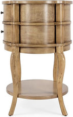 Beaumont Lane Oval 2-Drawer Side Table, Antique Beige Finish, Poplar Hardwood and Cherry Veneer, 24" W x 18" D x 26" H, Transitional Style Bedside or Chairside Table with Lower Shelf for Storage
