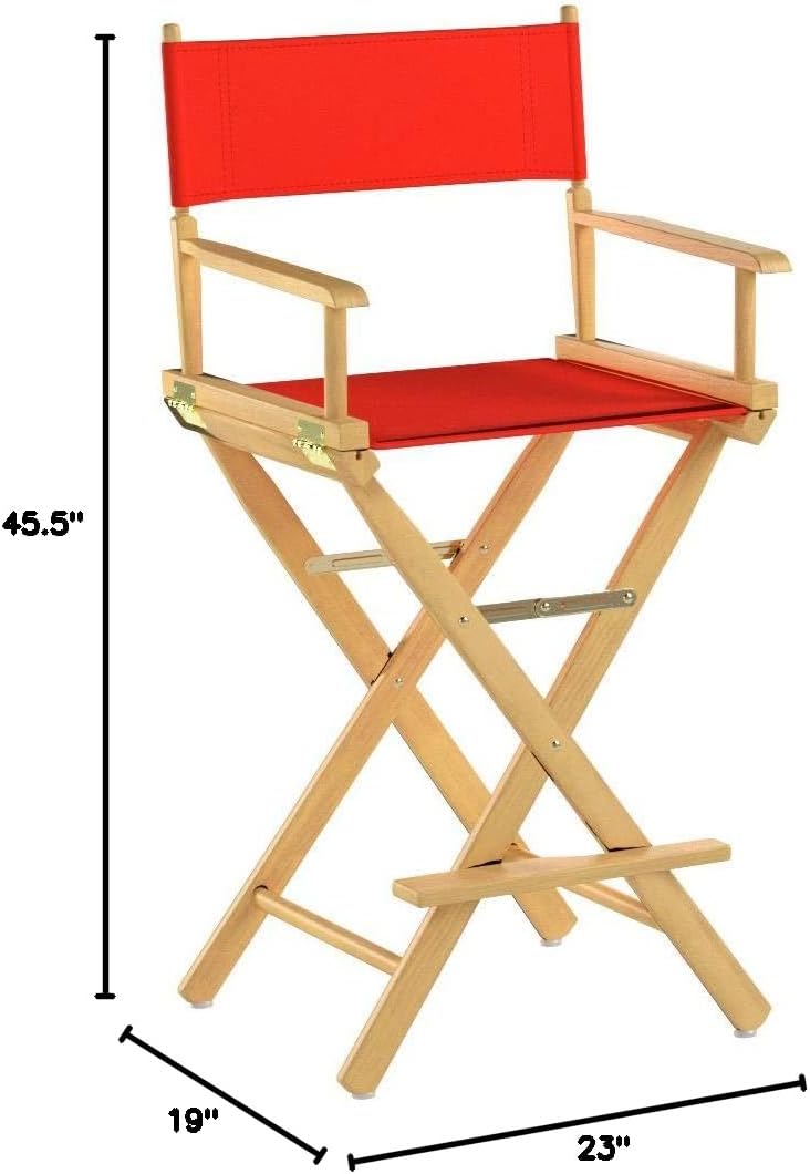 Casual Home 30" Director's Chair Natural Frame-with Orange Canvas, Bar Height