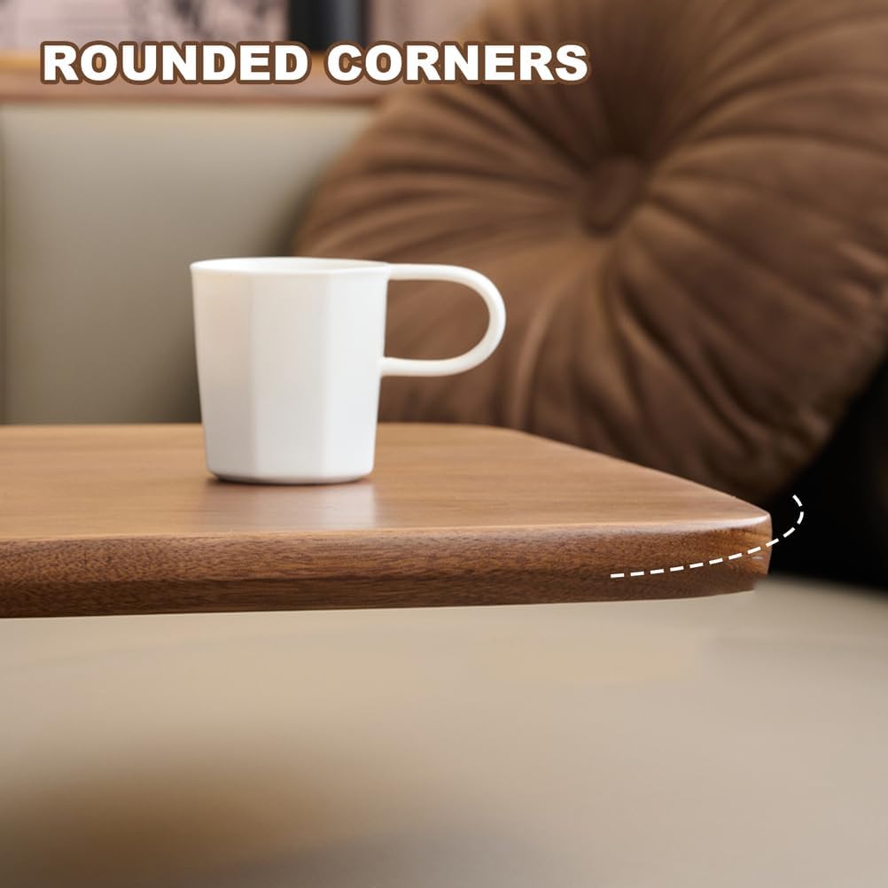 Solid Wood Side Table with Sturdy Base, C Shaped End Table for Couch,Couch Tables That Slide Under,2 Tier End Tables for Small Spaces, Living Room, Bedroom
