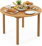 Tangkula 39.5" Round Outdoor Dining Table for 4, Acacia Wood 4-Person Large Patio Dining Table, Farmhouse Indoor Outdoor Dining Furniture for Deck, Garden, Poolside & Backyard