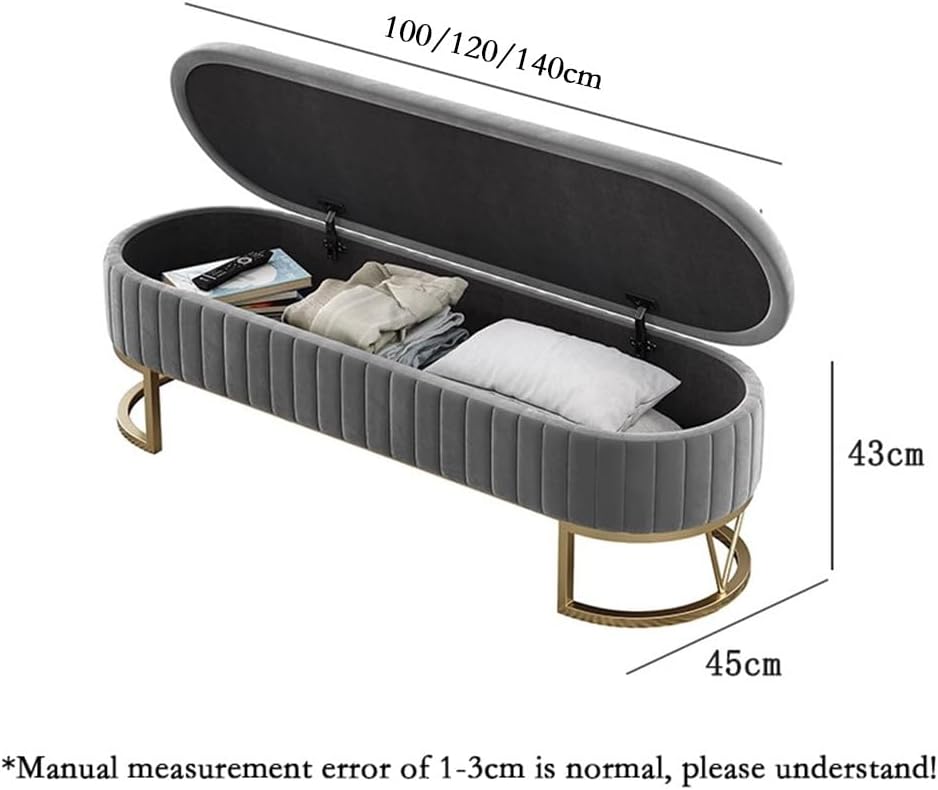 Modern Storage Bench Upholstered Bedside Stool with Metal Legs Modern for Living Room Entryway Entryway(Beige,Small)