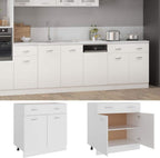 Drawer Bottom Cabinet Lyon White 31.5x18.1x32.1 Inches Engineered Wood Kitchen Storage Cabinet with One Drawer and Two Shelves