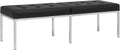 Studio Designs Home Camber Modern Dining Room 60" Legs and Tufted Faux Leather, Entryway or Livingroom Accent Bench, Chrome/Black