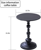 Elegant Vintage Round Side Table with Roman Columns - Sturdy Metal Design, Perfect as a Coffee, End, Tea, or Leisure Table for Living Room and Bedroom Decor,(Black+Black 1pack)