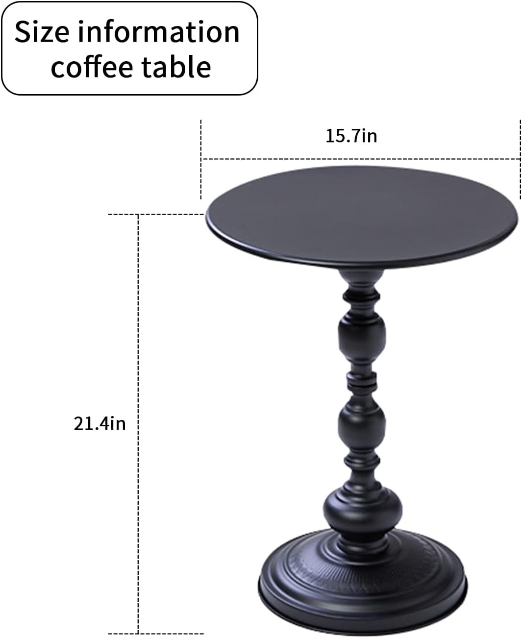 Elegant Vintage Round Side Table with Roman Columns - Sturdy Metal Design, Perfect as a Coffee, End, Tea, or Leisure Table for Living Room and Bedroom Decor,(Black+Black 1pack)