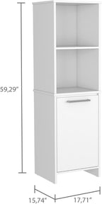 Eiffel Kitchen Pantry, Two External Shelves, Single Door Cabinet, Two Interior Shelves White -White