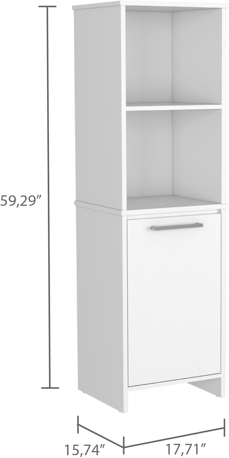 Eiffel Kitchen Pantry, Two External Shelves, Single Door Cabinet, Two Interior Shelves White -White