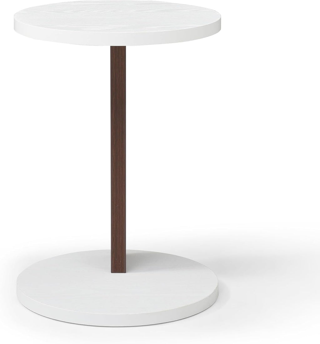 21.8” Wooden C Shaped End Table, Small Round Side Coffee Table for Couch Sofa, Modern Table Nightstand for Living Room, Bedroom and Corner, Non-Slip Bottom