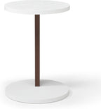 21.8” Wooden C Shaped End Table, Small Round Side Coffee Table for Couch Sofa, Modern Table Nightstand for Living Room, Bedroom and Corner, Non-Slip Bottom