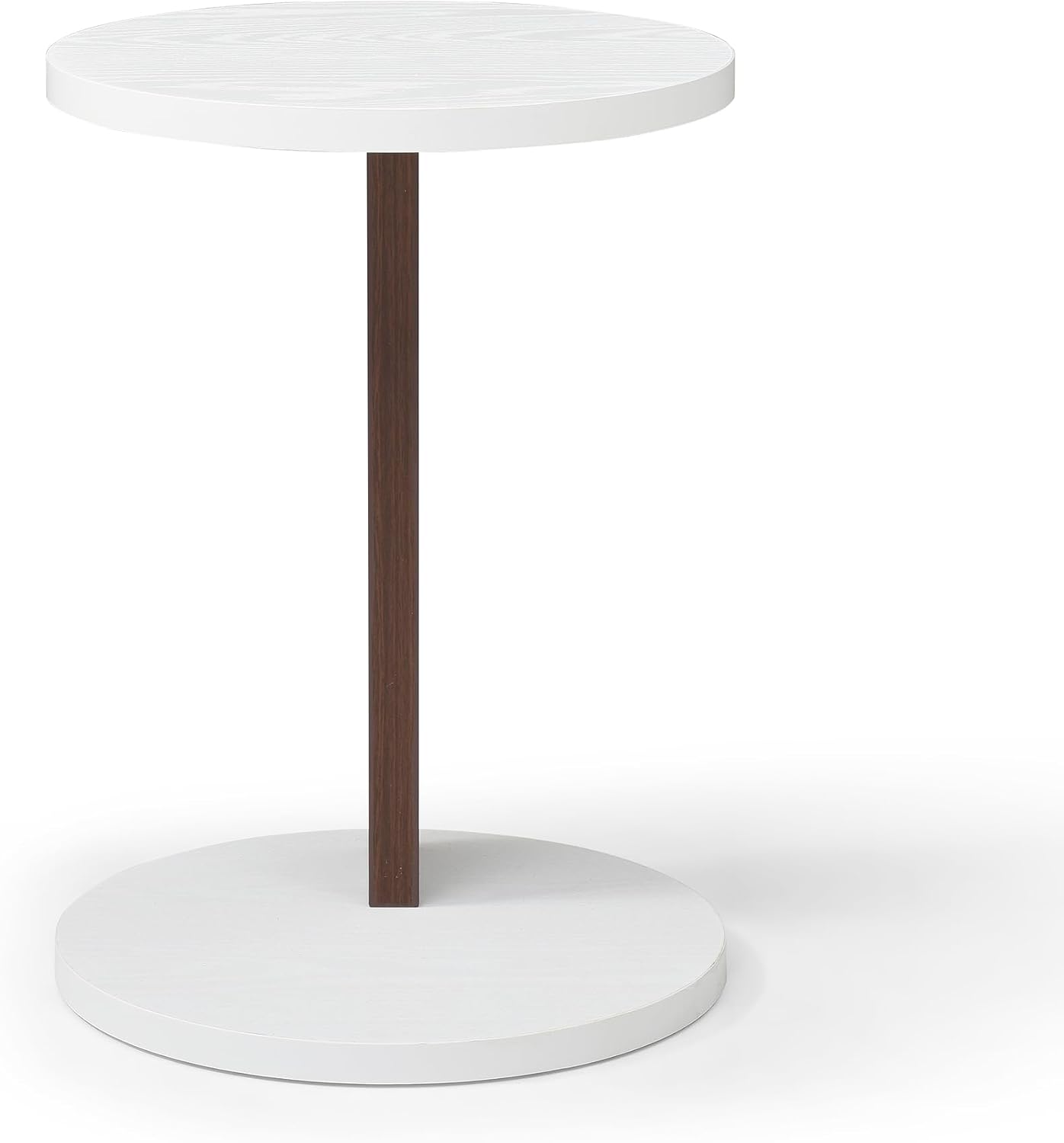 21.8” Wooden C Shaped End Table, Small Round Side Coffee Table for Couch Sofa, Modern Table Nightstand for Living Room, Bedroom and Corner, Non-Slip Bottom