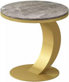 Minimalist C-Shaped Accent Table, Premium Sintered Stone Top, Anti-Scratch & Waterproof, Perfect as Sofa Side Table Nightstand(B)