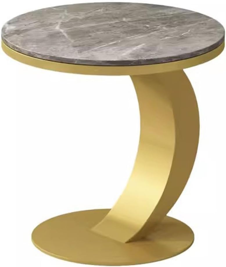 Minimalist C-Shaped Accent Table, Premium Sintered Stone Top, Anti-Scratch & Waterproof, Perfect as Sofa Side Table Nightstand(B)